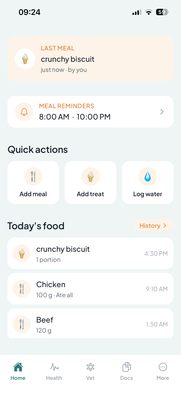 Sereno — Food & water screen