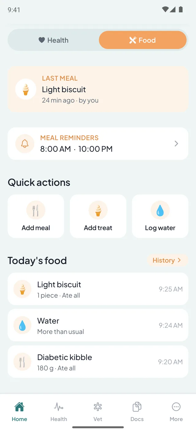 Sereno — Food & water